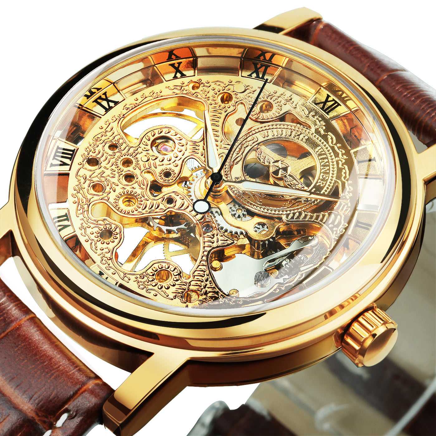Brown Leather Skeleton Watche for Men | Leather Strap Skeleton Watch for Men | Best Skeleton Watch for Men and Boys