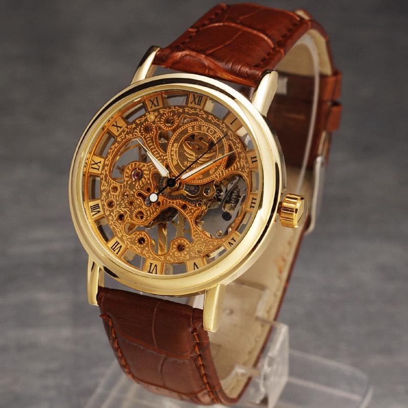 Brown Leather Skeleton Watche for Men | Leather Strap Skeleton Watch for Men | Best Skeleton Watch for Men and Boys
