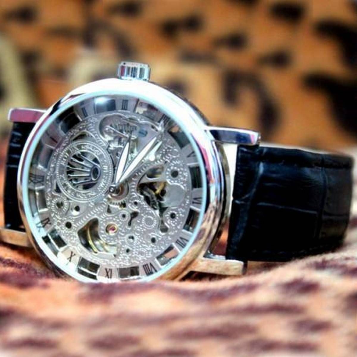 Brown Leather Skeleton Watche for Men | Leather Strap Skeleton Watch for Men | Best Skeleton Watch for Men and Boys