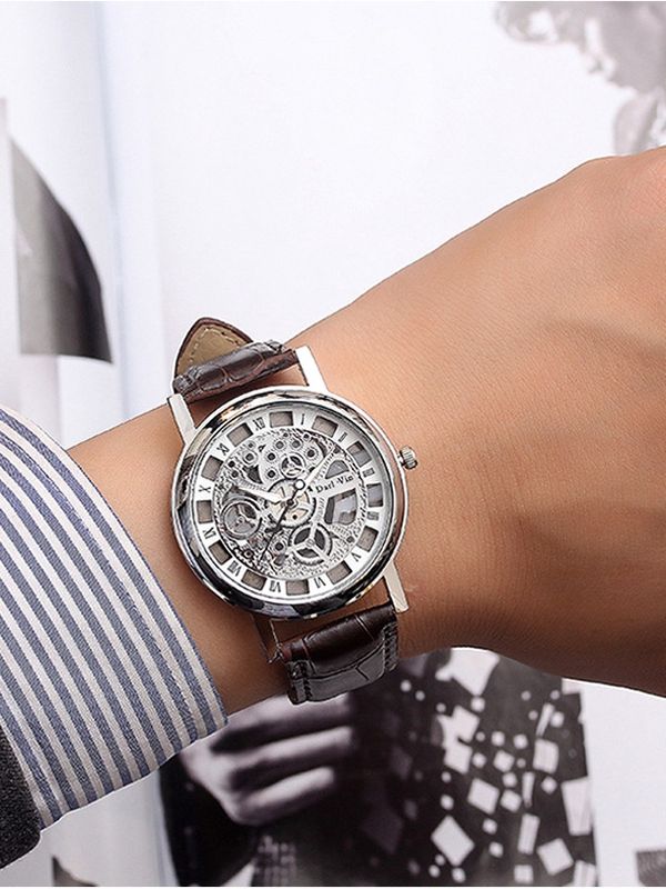 Brown Leather Skeleton Watche for Men | Leather Strap Skeleton Watch for Men | Best Skeleton Watch for Men and Boys