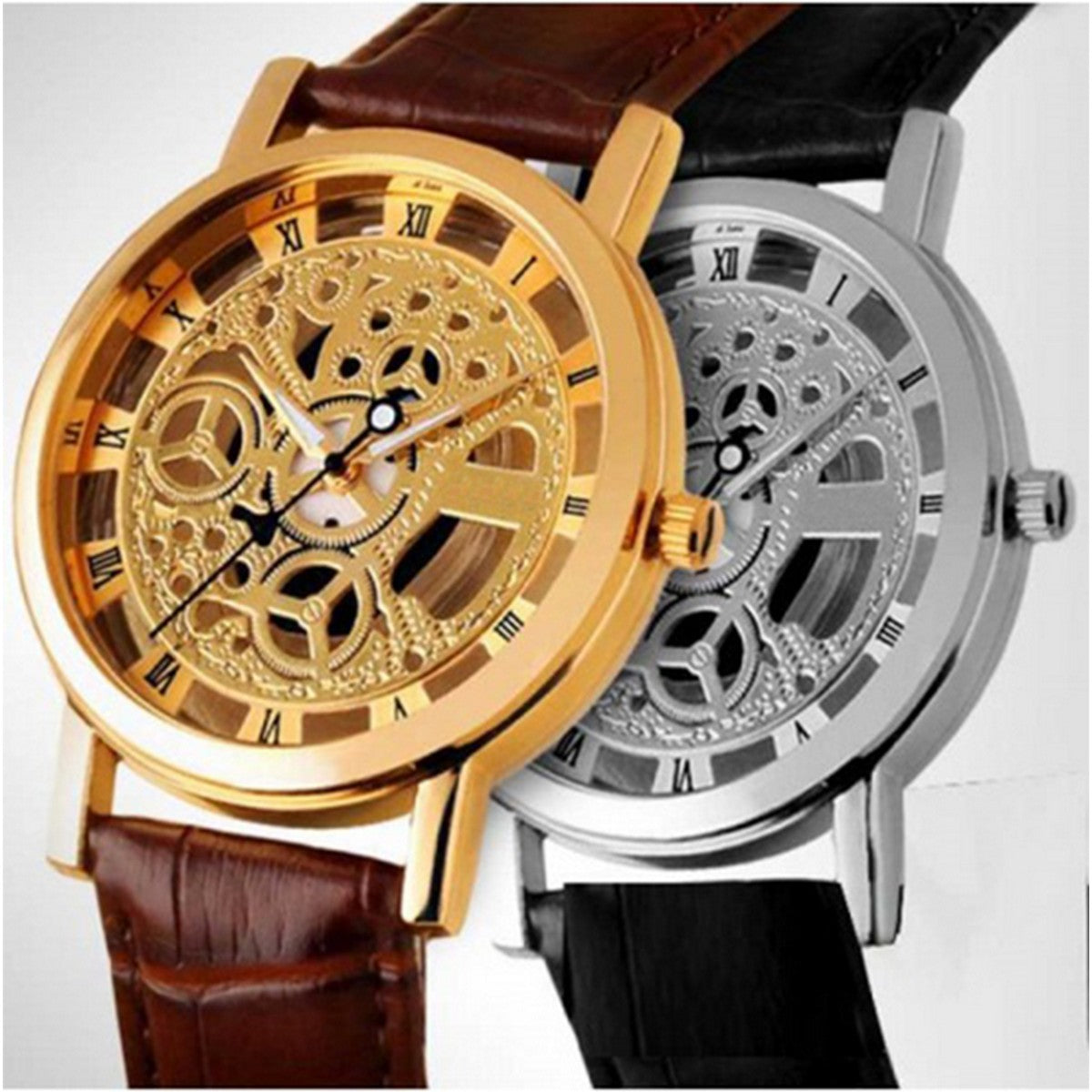 Brown Leather Skeleton Watche for Men | Leather Strap Skeleton Watch for Men | Best Skeleton Watch for Men and Boys