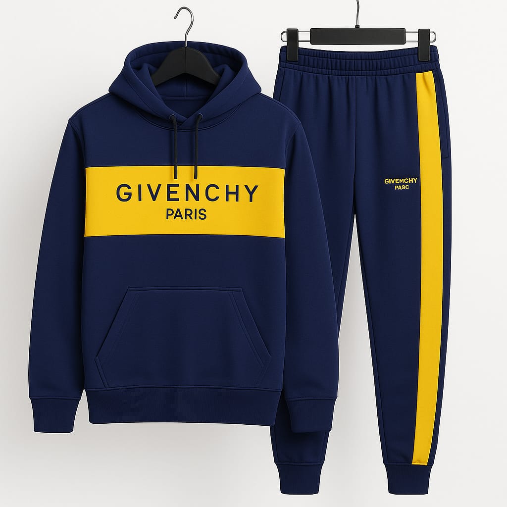 Winter Givenchy Paris Yellow & Black Premium Tracksuit – Stylish Casual Wear for Men