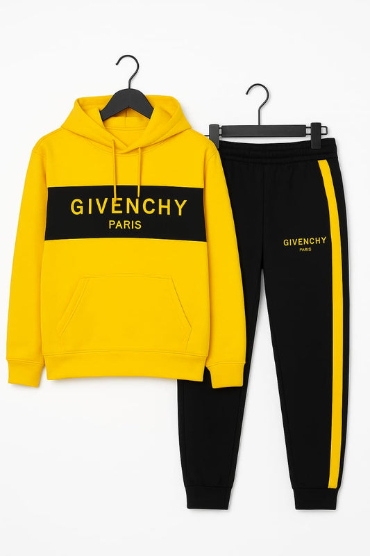 Winter Givenchy Paris Yellow & Black Premium Tracksuit – Stylish Casual Wear for Men