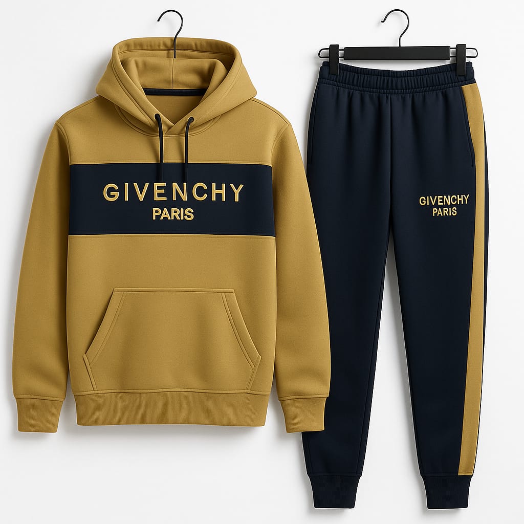 Winter Givenchy Paris Yellow & Black Premium Tracksuit – Stylish Casual Wear for Men
