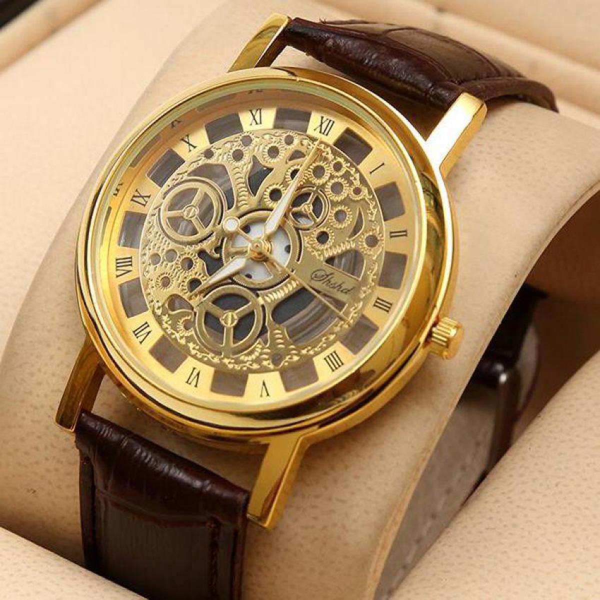Brown Leather Skeleton Watche for Men | Leather Strap Skeleton Watch for Men | Best Skeleton Watch for Men and Boys